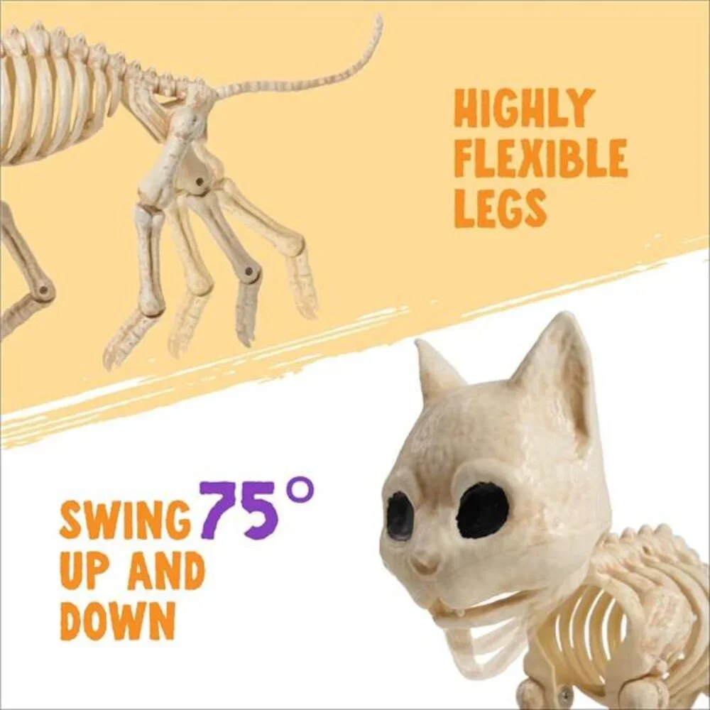 Cat Skeleton Halloween Decorations 8 Inch Plastic Animal Skeletons with